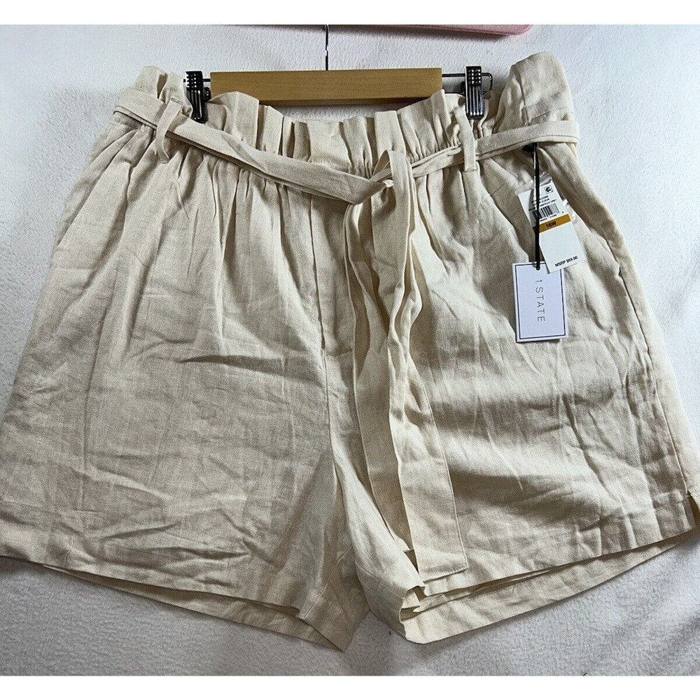 1. State Womens Short Ivory Size 16 Tie-Waist elastic Flat-Front $69